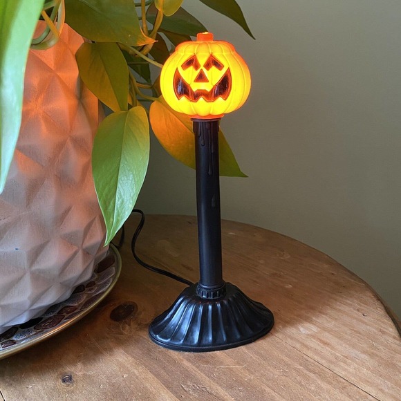 Unbranded Other - Vintage Halloween Electric Pumpkin Jack O Lantern Candle Stick Light Table Decor